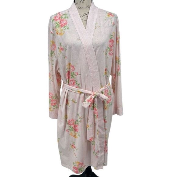 Carole Hochman Rose Floral Robe With Pockets Pink Size XL NWT - Picture 1 of 13